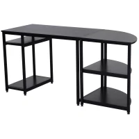 HOMCOM 2 Piece 65" Computer Desk Set Free-Combination Home Office Furniture Black(m-2)