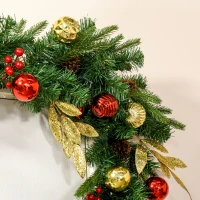 HOMCOM 9FT Pre-Lit Christmas Garland Decoration Artificial Greenery w/ Pine Cone  Ball(m-11)