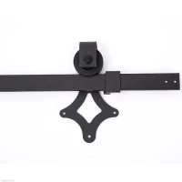 HOMCOM Modern 6 FT Carbon Steel Sliding Barn Door Kit Hardware Track System Set Black(m-6)
