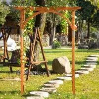 Outsunny Wooden Garden Arch Outdoor Walkway Arbor for Decorative Climbing Plants Patio Lawn Backyard Party Wedding Ceremony Decoration Accessories Brown(m-1)