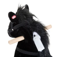 Qaba Kids Interactive Plush Mechanical Walking Ride On Horse Toy with Wheels - Black(m-11)