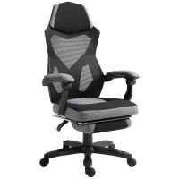 Vinsetto Home Office Chair Adjustable Height Recliner with Retractable Footrest, Mesh Back - Gray(m-1)