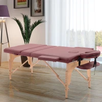 HOMCOM 3 Fold Massage Table w/ Carry Case Foldable Facial Spa Couch Dark Red(m-1)