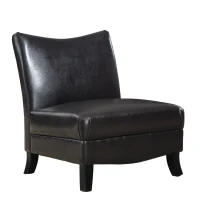 Monarch Contemporary Upholstered Leather-Look Armless Accent Chair - Dark Brown(m-1)