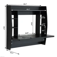 HomCom Floating Wall Mount Office Computer Desk with Storage - Black(m-3)