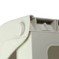 Open Box PawHut 3 Step Portable Folding Pet Stairs Ramp Easy Climb Step Stool With Anti-Slip Mat - Cream White(m-8)