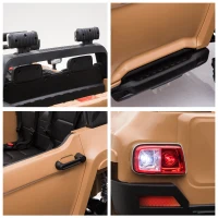 Aosom 12V Kids Electric 2-Seater Ride On Police Car SUV Truck Toy with Parental Remote Control & MP3 Sound, Tan(m-10)