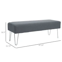 HOMCOM Upholstered Bed end Bench Footrest Stool Upholstered Ottoman Entryway Linen(m-3)