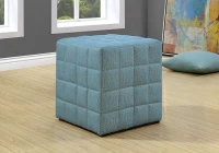 Monarch Padded Linen-Look Tufted Cube Ottoman - Light Blue(m-2)