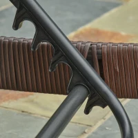 Outsunny Patio Chaise Lounge, Pool Chair with 5 Position Adjustable Backrest & Cushion, Outdoor PE Rattan Wicker Sun Tanning Seat, 28", Brown(m-14)