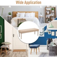 HOMCOM Modern Simplicity Household Bed End Footstool with Soft Sponge Cushion  52" W  Beige(m-6)