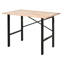 HOMCOM 46"L x 28"W Garage Table with X Bar Support and Natural Tabletop, Natural/Black(m-12)