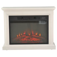 HOMCOM 31" W x 24.5" H Electric Fireplace Mantel TV Stand, Media Console Center Cabinet with Remote Control, White(m-8)