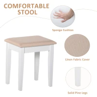 HOMCOM Vanity Dressing Table with 360° Rotating Mirror and Cushioned Stool, Makeup Desk Dresser with 4 Drawers, White(m-5)