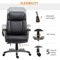 Vinsetto High Back 6-Point Massage Home Office Chair, Swivel Faux Leather Task Chair with Headrest, and Padded Armrests, Black(m-6)