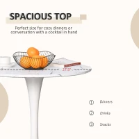 HOMCOM 27.5" Round Dining Table with Metal Pedestal Base for Living Room, Natural Wood/Black(m-5)