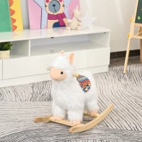 Qaba Kids Ride On Rocking Horse Sheep Style with Handle Grip Saddle Traditional Toy Gift for Children 18-36 Months Rocking Toy for Toddler White(m-4)