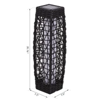 Outsunny Garden Solar Powered LED Rattan Floor Lamp Outdoor Decorative Deck Standing Lantern Yard Wicker Path Lights(m-3)