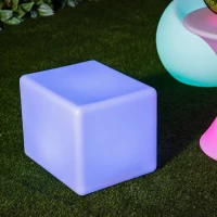 Outsunny 16RGB Colors Rechargeable LED Cube Stool Light with Remote Control & IP54 Waterproofing for Indoor/Outdoor Use(m-5)
