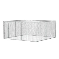 PawHut Dog Kennel Outdoor Galvanized Chain Link Fence Heavy Duty Pet Run House Chicken Coop with Secure Lock Mesh Sidewalls for Backyard Garden Silver, 13' L x 13' W x 5.9' H(m-7)