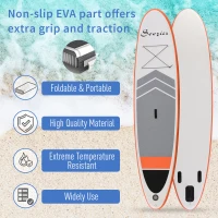 Soozier Inflatable Paddle Board, 11.5' x 32'' x 6'' Stand Up Paddle Board with Carry Bag, Non-Slip Deck, Adjustable Paddle, Hand Pump and Leash for All Skill Levels, Orange(m-4)