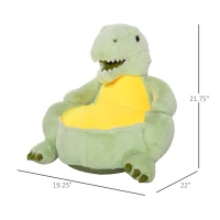 Qaba Animal Kids Sofa Chair Cartoon Cute Dinosaur Stuffed with Armrest Flannel PP Cotton 22" x 19.25" x 21.75" Green(m-3)