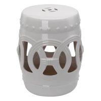 Outsunny Versatile Garden Glazed Ceramic Stool Garden Collection White(m-4)