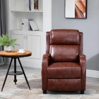 HOMCOM Massage Recliner Chair Padded Seat Cushion 165° Reclining Sofa with Side Pocket for Living Room, PU Leather, Remote Control, Light Brown(m-7)