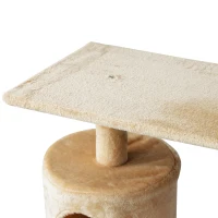 PawHut 55-inch Deluxe Cat Scratching Tree Kitten Condo Play House Kitty Scratcher Multi-level Tower Pet Furniture Beige(m-7)