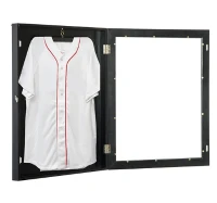Open Box HomCom 35" x 28" Wooden Wall Mounted Jersey Memorabilia Shadow Box Display Case with Latch - Black(m-4)