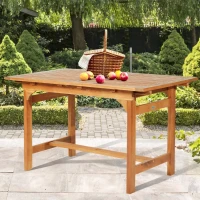 Outsunny Poplar Wood Slat Rectangular Extendable Outdoor Dining Table(m-2)