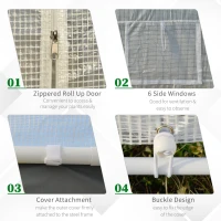 Outsunny 20' L x 10' W x 9' H Large Walk-in Greenhouse with Roll Up Door, 8 Closeable Windows, & Weather PE Cover(m-6)