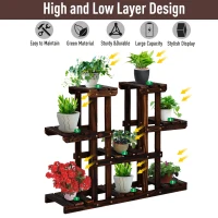 Outsunny 4-Tier Plant Stand, Wooden Carbonized Plant Shelf, Flower Pot Holder Display Rack for Indoor Outdoor Patio Garden(m-4)