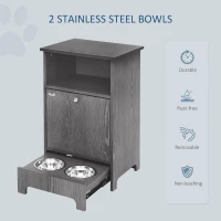 PawHut Pet Feeder Station Dog and Cat Food Storage Feeding Station Food Cabinet Pet Storage Organizer Grey(m-4)