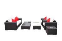 Outsunny 7pcs Rattan Sofa Set Outdoor Wicker Sectional Set Garden Patio Furniture Reclining Seat Ottoman w/ Pillow and Cushion Aluminum Frame(m-4)