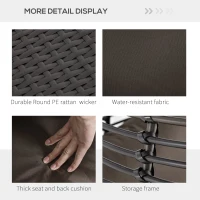 Outsunny Outdoor Wicker Egg Chair with Cushion, Lounge Chair Rattan 360 Degree Round Basket Chair for Backyard Garden Lawn Indoor Living Room, Brown(m-6)