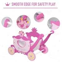 Qaba 2-in-1 Baby Learning Walker Wooden Storage Strollers Toddler Push/Pull Wagon Toys Crown Theme for Girls Boys 1-3 years Old(m-6)