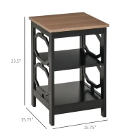 HOMCOM Modern End Table, Accent Side Table with 2 Storage Shelves for Living Room, Bedroom, Black(m-3)