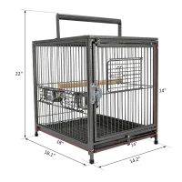 PawHut 22" Bird Carrier Cage Parrot Macaw Travel Cage Portable Elevated Aviary House with Feeding Bowls(m-3)