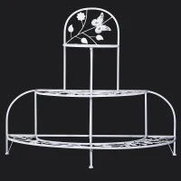 Outsunny 3 Tier Plant Stand Metal Butterfly Leaf Outdoor Potted - White(m-4)