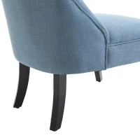 HOMCOM Small Button-Tufted Accent Chair Mid-Back Leisure Armchair with Upholstered Fabric, Solid Wood Legs, and Support Pillow, Blue(m-13)
