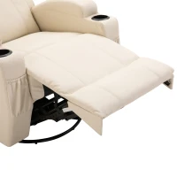 HOMCOM Faux Leather Recliner Chair with Massage, Vibration, Muti-function Padded Sofa Chair with Remote Control, 360 Degree Swivel Seat with Dual Cup Holders, Beige(m-11)