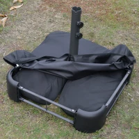 Outsunny Patio Umbrella 15' Steel Rectangular Outdoor Double Sided Market with base, UV Sun Protection & Easy Crank for Deck Pool Patio, Wine Red(m-17)