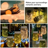 Outsunny 4-Pcs Glass Jar String Light w/ Handle Portable LED Multi Color(m-6)