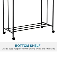 HomCom 3 Bag Heavy Duty Divided Laundry Hamper Sorter Cart With Wheels And Hanging Bar - Black(m-8)
