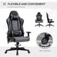 Vinsetto Gaming Chair Racing Style Ergonomic Office Chair High Back Computer Desk Chair Adjustable Height Swivel Recliner with Headrest and Lumbar Support, Grey(m-6)
