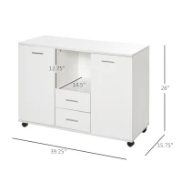 Vinsetto Multifunction Office Filing Cabinet Printer Stand with 2 Drawers, 2 Shelves, & Smooth Counter Surface, White(m-3)