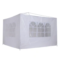 Outsunny 2pc 9.6'L x 6.3'H Canopy Gazebo Side Panel Party Tent Outdoor Shelter Side Panel Wall with Straps White(m-6)