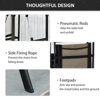 Outsunny 3 Pcs Folding Garden Furniture Set, Foldable Table and 2 Chairs Set w/ Side Shelf, Metal Frame, Indoor Outdoor Patio Balcony(m-6)