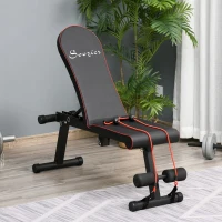 Soozier Foldable Multifunctional Sit Up Dumbbell Bench Adjustable Exercise with Resistant Rope for Home, Office and Gym, Black(m-2)